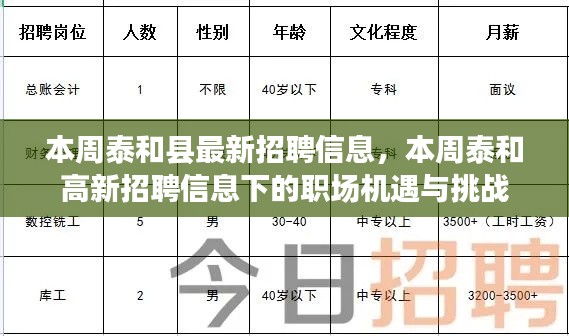 本周泰和高新招聘信息更新，職場機遇與挑戰(zhàn)揭秘