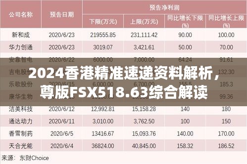 2024香港精準速遞資料解析，尊版FSX518.63綜合解讀