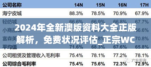 2024年全新澳版資料大全正版解析，免費(fèi)狀況評(píng)估_正宗WCN98.03版