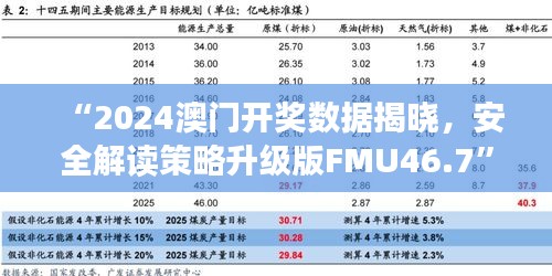 “2024澳門開獎數(shù)據(jù)揭曉，安全解讀策略升級版FMU46.7”