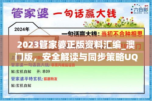 2023管家婆正版資料匯編_澳門版，安全解讀與同步策略UQJ505.33