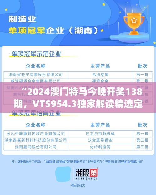 “2024澳門特馬今晚開(kāi)獎(jiǎng)138期，VTS954.3獨(dú)家解讀精選定義”