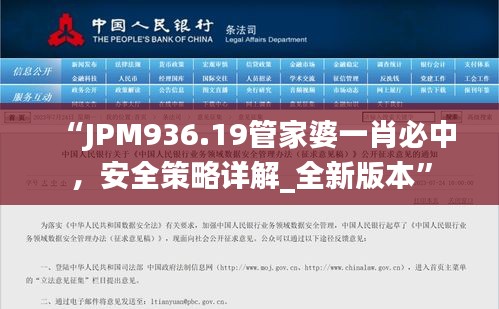 “JPM936.19管家婆一肖必中，安全策略詳解_全新版本”