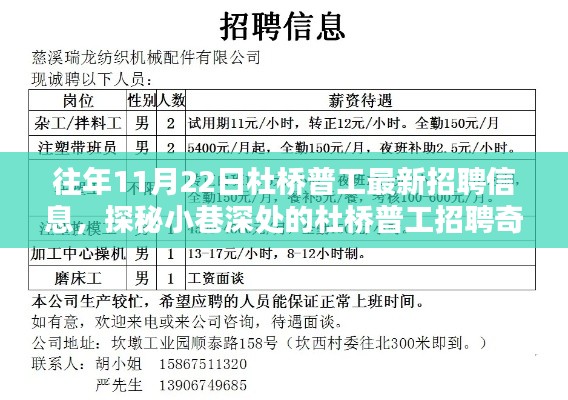 杜橋普工最新招聘信息揭秘，11月22日探秘小巷深處的招聘奇遇記