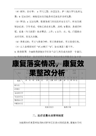 康復落實情況，康復效果整改分析 